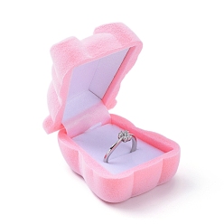 Pink Бархатные шкатулки в форме медведя, портативный ящик для драгоценностей органайзер для хранения, для кольца серьги колье, розовые, 5.5x4.6x3.7 см