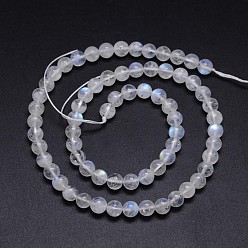 Rainbow Moonstone Brins de perles rondes en pierre de lune arc-en-ciel naturelle, AA grade, 6mm, Trou: 1mm, Environ 60~65 pcs/chapelet, 15.5 pouce