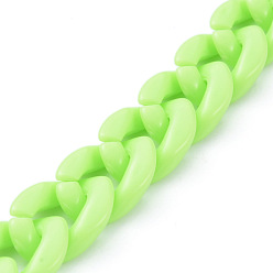 Lime Handmade Opaque Acrylic Curb Chains, Lime, Links: 19x13.5x4.5mm, 39.37 inch(1m)/strand