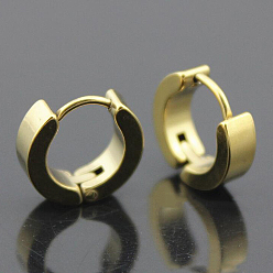 Golden Brass Huggie Hoop Earrings, Golden, 4x8.5x2.3mm