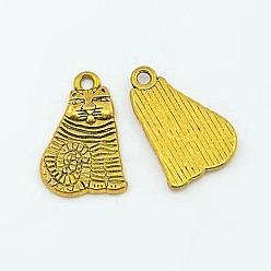 Antique Golden Tibetan Style Alloy Pendants, Lead Free & Cadmium Free, Cartoon Cat Shape, Antique Golden, 13x1.6mm, Hole: 2mm