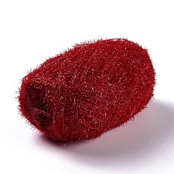 Brun Fil à crocheter en polyester, fil frotté étincelant, pour lave-vaisselle, torchon, décoration artisanat tricot, brun, 10~13x0.5mm, 218.72 verge (200m)/rouleau