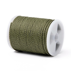 Olive Round Waxed Polyester Cord, Taiwan Waxed Cord, Twisted Cord, Olive, 1mm, about 12.02 yards(11m)/roll