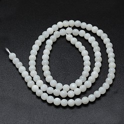 White Moonstone Natural White Moonstone Beads Strands, Round, 4mm, Hole: 0.8mm, about 100pcs/strand, 15.75 inch(40cm)