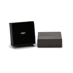 Gray Rectangle Cardboard Ring Boxes, with Black Sponge inside, Gray, 5x5x3.25cm