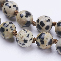 Jaspe Colliers perlés de jaspe dalmatien naturel, ronde, 36 pouce (91.44 cm)