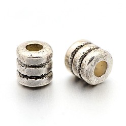Antique Silver Tibetan Style Alloy Bead Spacers, Lead Free & Nickel Free & Cadmium Free, Column, Antique Silver, 4x4mm, Hole: 2mm