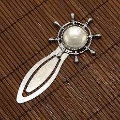 Antique Silver 18mm Clear Domed Glass Cabochon Cover for Antique Silver DIY Alloy Portrait Helm Bookmark Making, Cadmium Free & Nickel Free & Lead Free, Bookmark Cabochon Settings: 84x40mm, Tray: 18mm
