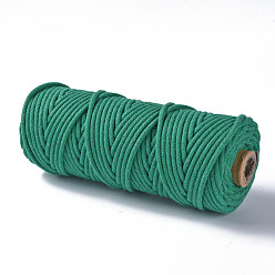 Green Cotton String Threads, Macrame Cord, Decorative String Threads, for DIY Crafts, Gift Wrapping and Jewelry Making, Green, 3mm, about 54.68 yards(50m)/roll