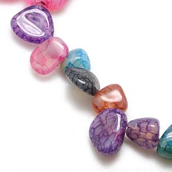 Mixed Color Natural Nuggets Crackle Agate Beads Strands, Dyed & Heated, Mixed Color, 8~16x8~12x6~10mm, Hole: 1mm, about 59~60pcs/strand, 15~16 inch