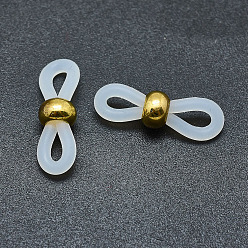 Золотой Экологичные держатели для очков, очки концы резиновой петли, с латунной фурнитурой , прозрачные, золотые, 20x6 мм, отверстие : 2.5x5 мм