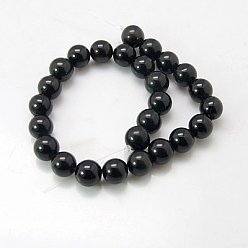 Black Synthetic Black Stone Beads Strands, Dyed, Round, Black, 14mm, Hole: 1mm, about 14pcs/strand, 7.8 inch