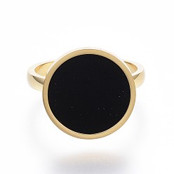Золотой 304 палец кольца из нержавеющей стали, cmолой, плоско-круглые, Размер 6~9, золотые, 16~19 мм