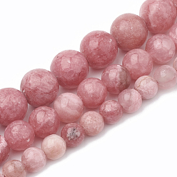 Chalcedony Natural Chalcedony Beads Strands, Imitation Rhodochrosite, Dyed & Heated, Round, 6~7mm, Hole: 1mm, about 60~67pcs/strand, 15.7 inch