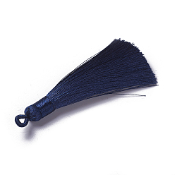 Прусский Синий Полиэстер кисточкой подвески, берлинская лазурь, 78~82x8 мм, отверстие : 2~4 мм