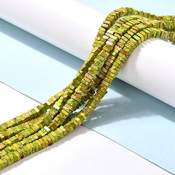 Yellow Green Natural Imperial Jasper Beads Strands, Dyed, Square, Yellow Green, 4~4.5x4~4.5x2mm, Hole: 0.5mm, about 194pcs/strand, 15.75''(40cm)