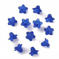 Bleu Perles acryliques transparentes, givré, fleur, bleu, 17.5x12mm, trou: 1.5 mm, environ 770 pcs / 500 g