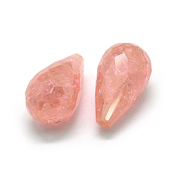 Pale Violet Red Cubic Zirconia Beads, Half Drilled, Faceted, teardrop, Pale Violet Red, 18x10mm, Hole: 0.8mm