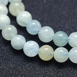 Aquamarine Natural Aquamarine Beads Strands, Grade A, Round, 6mm, Hole: 1mm, about 67pcs/strand, 15.7 inch(40cm)