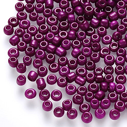Medium Violet Red 6/0 Baking Paint Glass Round Seed Beads, Medium Violet Red, 4~5x3~4mm, Hole: 1~2mm, about 4500pcs/pound