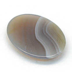 Gray Oval Dyed Natural Striped Agate/Banded Agate Cabochons, Gray, 40x30x6~8mm