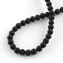 Lava Rock Dyed Natural Lava Rock Gemstone Round Bead Strands, 4~5mm, Hole: 1mm, about 86pcs/strand, 15.7 inch