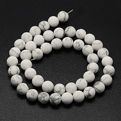 Howlite Natural Howlite Beads Strands, Frosted, Round, 6mm, Hole: 0.8mm, about 60pcs/strand, 14.1 inch
