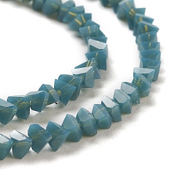 Cadet Blue Glass Beads Strands, Imitation Jade Glass, Faceted, Polygon, Cadet Blue, 2.5x2.5x2.5mm, Hole: 0.7mm, about 150pcs/strand, 13.39''(34cm)