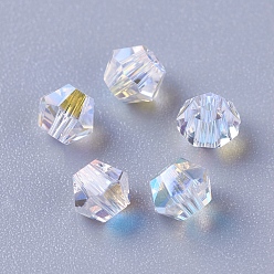 Clear AB Imitation Austrian Crystal Beads, K9 Glass, Faceted, Bicone, Clear AB, 4x3.5mm, Hole: 0.9mm