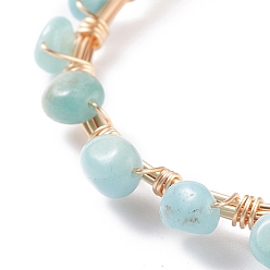 Amazonite Natural Amazonite Braided Beaded Bracelet, Copper Wire Wrap Gemstone Jewelry for Women, Light Gold, 8-1/8 inch(20.6cm)