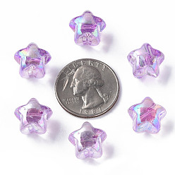Средний Фиолетовый 1 прозрачные акриловые пуговицы с отверстиями, с покрытием AB цвета, звезда, средне фиолетовый, 13.5x14x11.5 мм, отверстие : 2.5 мм, Около 460 шт / 500 г
