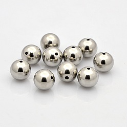 Stainless Steel Color Round 201 Stainless Steel Beads, Stainless Steel Color, 10mm, Hole: 2mm