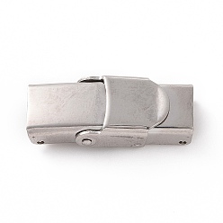 Stainless Steel Color 201 Stainless Steel Watch Band Clasps, Rectangle, Stainless Steel Color, 25x10x6mm, Hole: 3x7mm