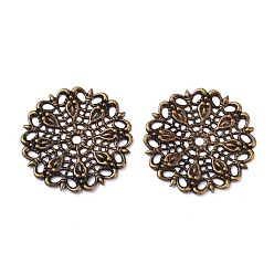 Antique Bronze Brass Vintage Filigree Findings,  Antique Bronze Color, Flat Round, Size: about 25mm in diameter, 1mm thick, hole: 2mm