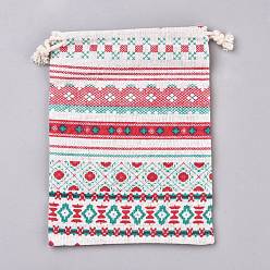 Coloré Sachets d'emballage de jute, sacs à cordonnet, colorées, 17.3~18.2x13~13.4 cm