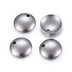 Stainless Steel Color 304 Stainless Steel Dome Charms, Flat Round with Cambered, Stainless Steel Color, 8x1.5mm, Hole: 1.5mm