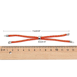 Couleur Mélangete Fabrication de bracelet coulissant en cordon de nylon réglable, avec les accessoires en laiton, plaqué longue durée, Platine plaqué, couleur mixte, 8-5/8 pouce (22 cm), 2~3.5mm, Trou: 1.5mm