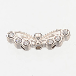 Platinum Alloy Multi-Strand Links, Cadmium Free & Lead Free, with Rhinestone, Platinum Color, Size: about 22mm wide, 7mm long, 4mm thick, hole: 1.5mm