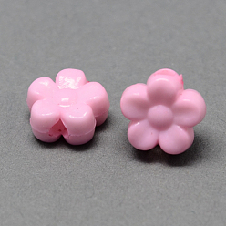 Pink Solid Color Acrylic Beads, Flower, Pink, 8.5x9x4mm, Hole: 2mm, about 2686pcs/500g