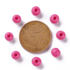 Camélia Perles acryliques opaques, ronde, camélia, 6x5mm, Trou: 1.8mm, environ4400 pcs / 500 g