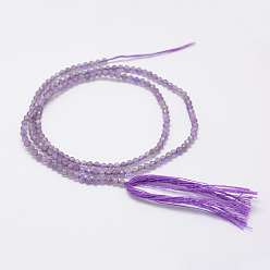 Amethyst Natural Amethyst Beads Strands, Round, Faceted, 2mm, Hole: 0.5mm, about 220pcs/strand, 15.7 inch(40cm)