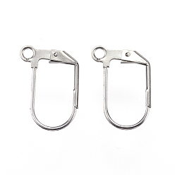 Stainless Steel Color 304 Stainless Steel Leverback Earring Findings, with Loop, Stainless Steel Color, 17x12x2mm, Hole: 2mm, Pin: 1x0.6mm