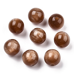 Chameau Perles en résine, pierre d'imitation, ronde, chameau, 12mm, Trou: 2mm