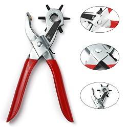 Red 45# Carbon Steel Hole Punch Plier Sets, Pliers and Iron Grommet Eyelet, Suitable for Leather Punch, Red, 335x110x25mm, 1set indluding 2pliers and 20pcs Grommet Eyelets