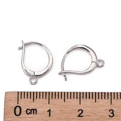 Platinum Rhodium Plated 925 Sterling Silver Leverback Earring Findings, wit Loop, Platinum, 14x10x2mm, Hole: 1.4mm, Pin: 0.7mm