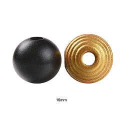 Couleur Mélangete 160 pcs 4 couleurs abeille couleur miel perles rondes en bois naturel peint, pour bricolage, avec emballage sous vide étanche, vieille dentelle & noir & blanc & verge d'or, 16mm, Trou: 4mm, 40 pcs / couleur