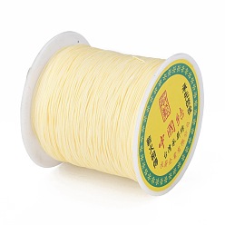 Lemon Chiffon Braided Nylon Thread, Chinese Knotting Cord Beading Cord for Beading Jewelry Making, Lemon Chiffon, 0.5mm, about 150yards/roll