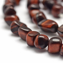 Tiger Eye Natural Red Tiger Eye Beads Strands, Nuggets, Dyed & Heated, 3~5x3~5x3~8mm, Hole: 1mm, about 85~90pcs/strand, 15.7 inch(40cm)