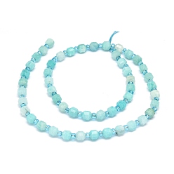 Amazonite Chapelets de perles amazonite naturelles  , avec des perles de rocaille, facette, Toupie, perles de prisme à double pointe, 5~7x6mm, Trou: 0.8mm, Environ 48 pcs/chapelet, 15.55 pouce (39.5 cm)