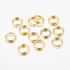 Golden Iron Split Rings, Double Loops Jump Rings, Cadmium Free & Lead Free, Golden, 6x1.4mm, about 5.3mm inner diameter, about 9500pcs/1000g